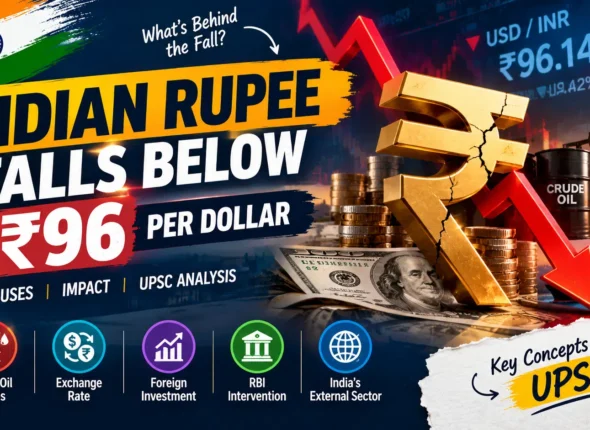 Indian Rupee Falls Below ₹96 Per Dollar