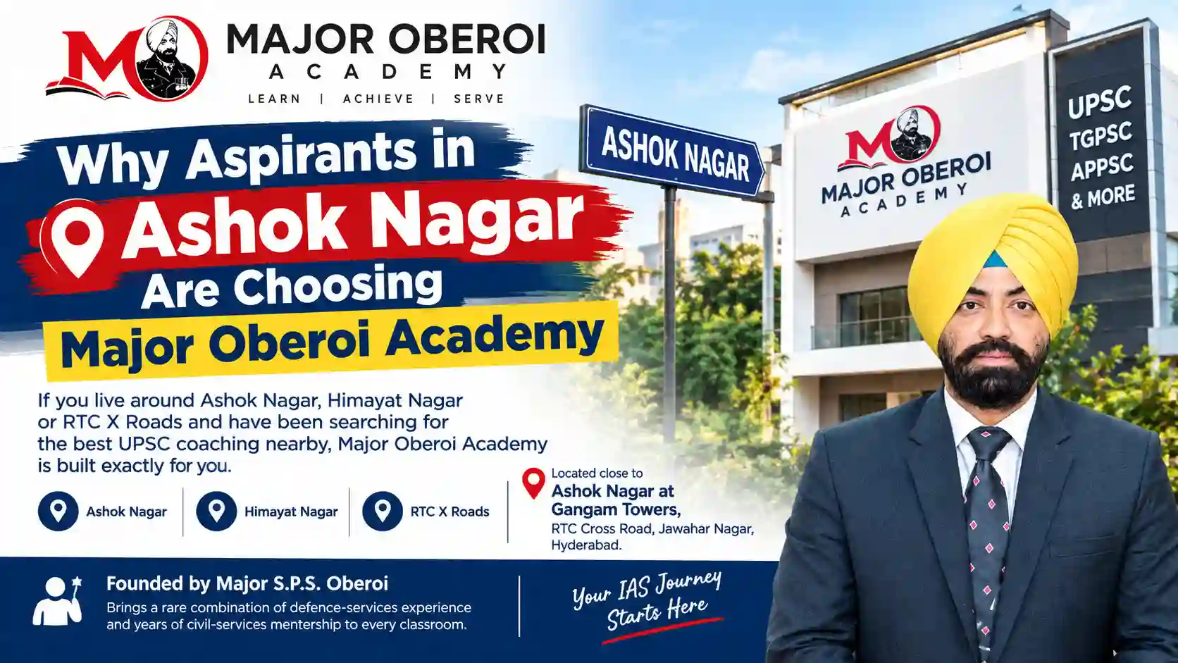 Best UPSC Coaching in Ashok Nagar, Hyderabad | Major Oberoi Academy
